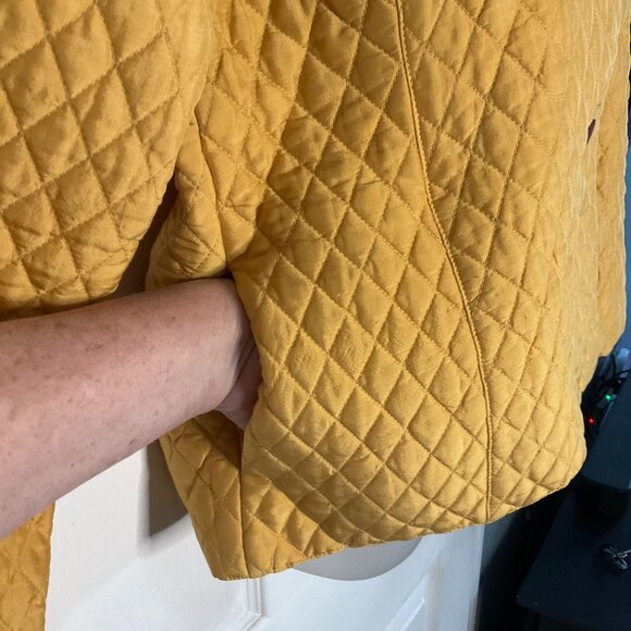 Kiko Yellow Quilted 100% Silk Womens Jacket With Button Front & Collar - Size S - Picture 6 of 9